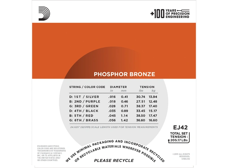 D'Addario EJ42 Phos.Bronze Resophonic (016-056) 